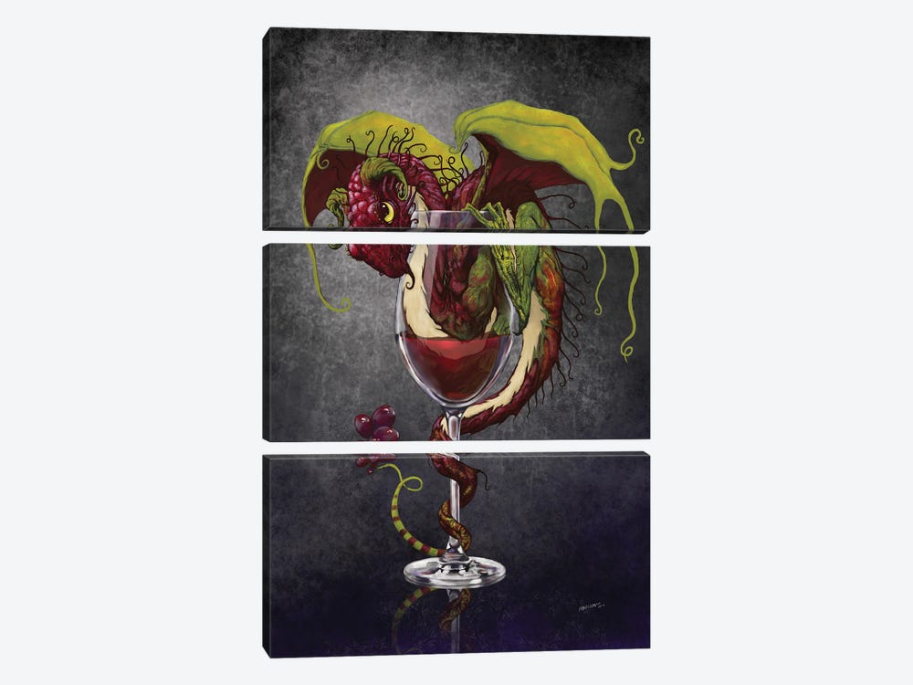 Red Wine Dragon by Stanley Morrison 3-piece Canvas Artwork