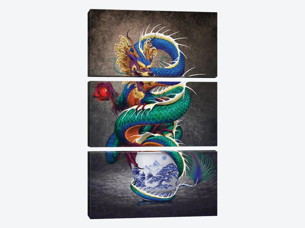 Sake Dragon by Stanley Morrison 3-piece Canvas Art Print