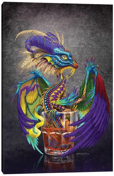 Sazerac Dragon Canvas Art Print - Friendly Mythical Creatures