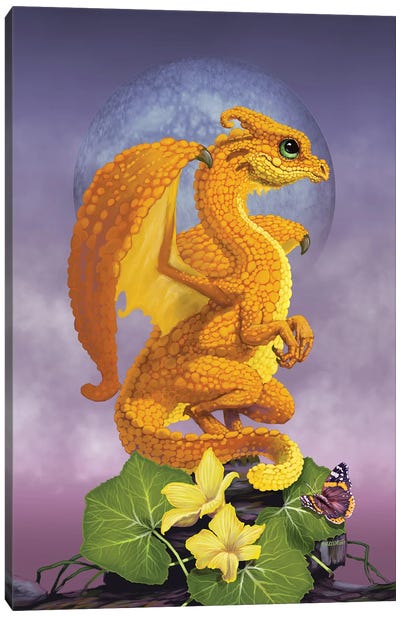Squash Dragon Canvas Art Print - Friendly Mythical Creatures