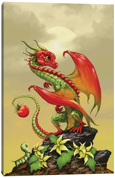 Tomato Dragon Canvas Art Print - Friendly Mythical Creatures