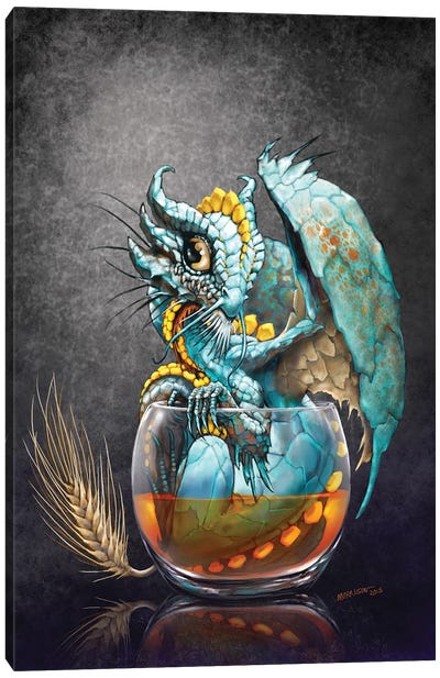 Whiskey Dragon Canvas Art Print - Friendly Mythical Creatures