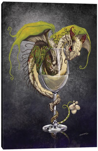 White Wine Dragon Canvas Art Print - Friendly Mythical Creatures