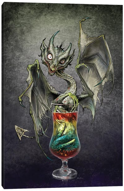 Zombie Dragon Canvas Art Print - Friendly Mythical Creatures