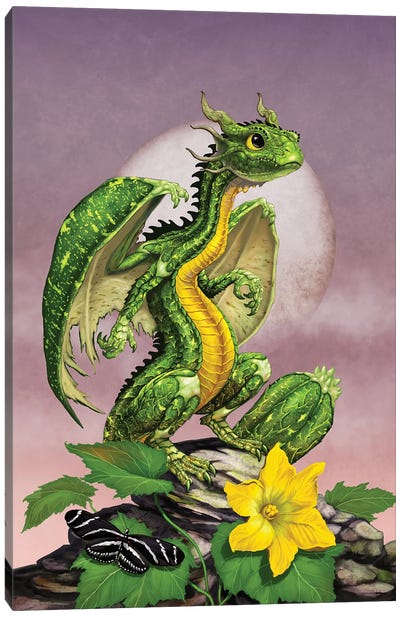 Zucchini Dragon Canvas Art Print - Friendly Mythical Creatures
