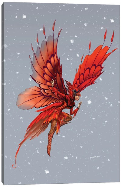 Cardinal Fairey Canvas Art Print - Friendly Mythical Creatures