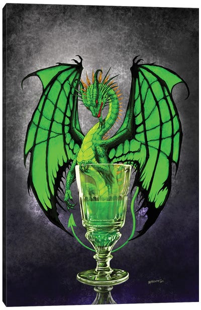 Absinthe Dragon Canvas Art Print - Friendly Mythical Creatures