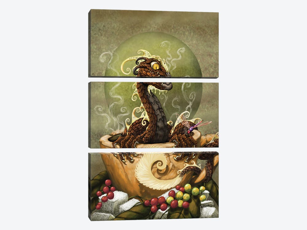 Coffee Dragon by Stanley Morrison 3-piece Canvas Wall Art