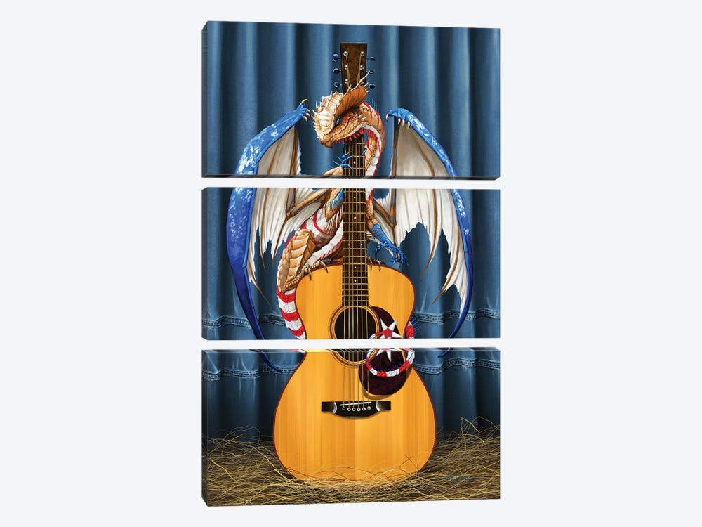 Country Music Dragon by Stanley Morrison 3-piece Canvas Wall Art