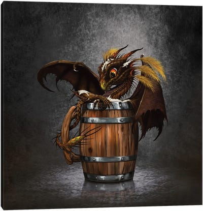 Dark Beer Dragon Canvas Art Print - Friendly Mythical Creatures