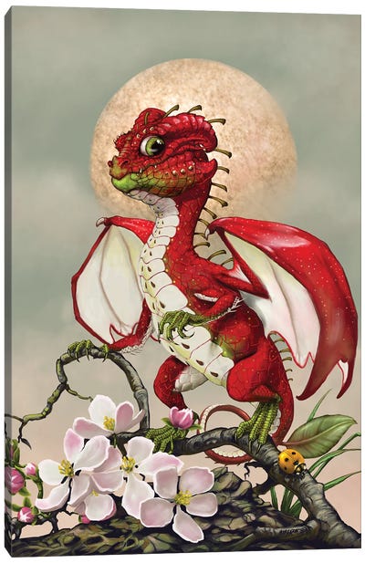 Apple Dragon Canvas Art Print - Friendly Mythical Creatures