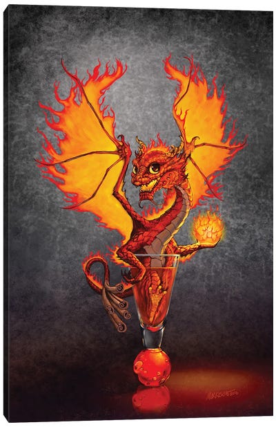 Fireball Dragon Canvas Art Print - Friendly Mythical Creatures