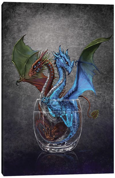 Gin & Tonic Dragon Canvas Art Print - Friendly Mythical Creatures