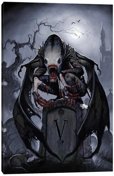 Graveyard Vampire Canvas Art Print - Vampire Art