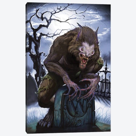 Graveyard Werewolf Canvas Print #SYR55} by Stanley Morrison Canvas Wall Art
