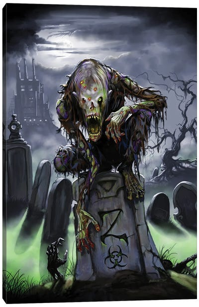Graveyard Zombie Canvas Art Print - Zombie Art