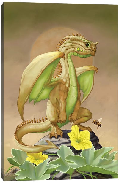 Honey Dew Dragon Canvas Art Print - Melon Art