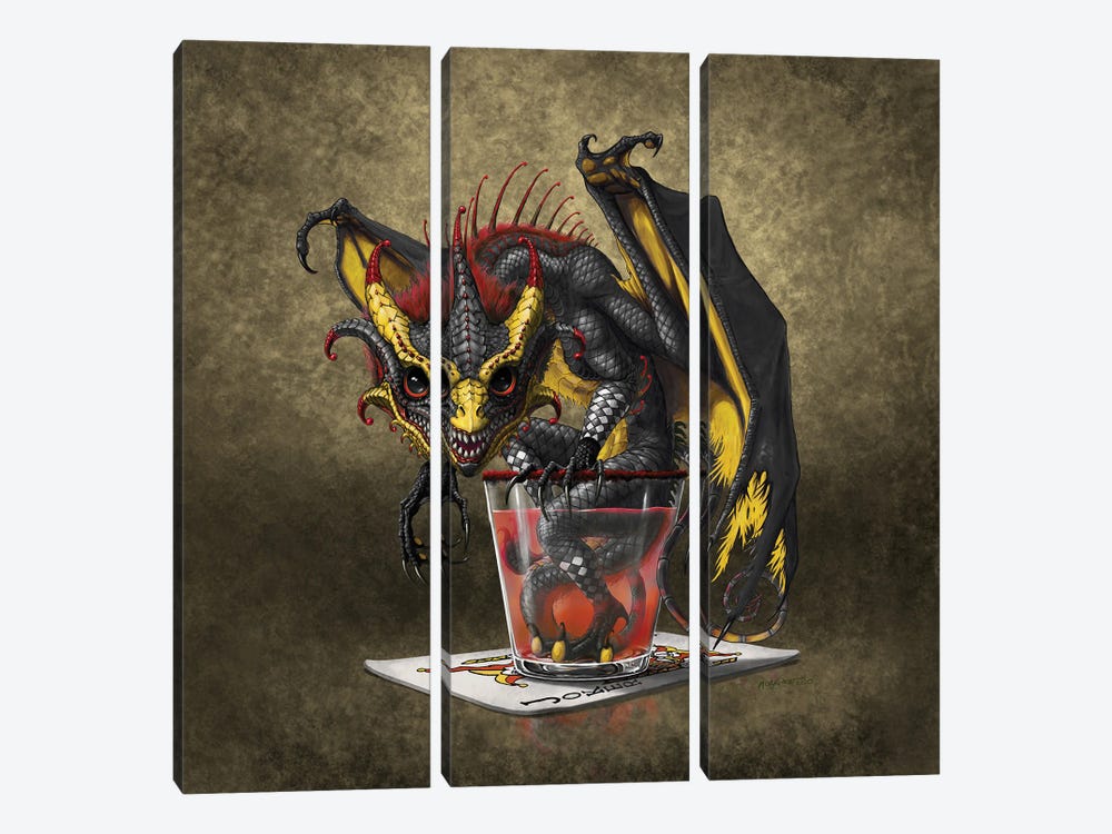 Joker Card Dragon by Stanley Morrison 3-piece Canvas Art Print