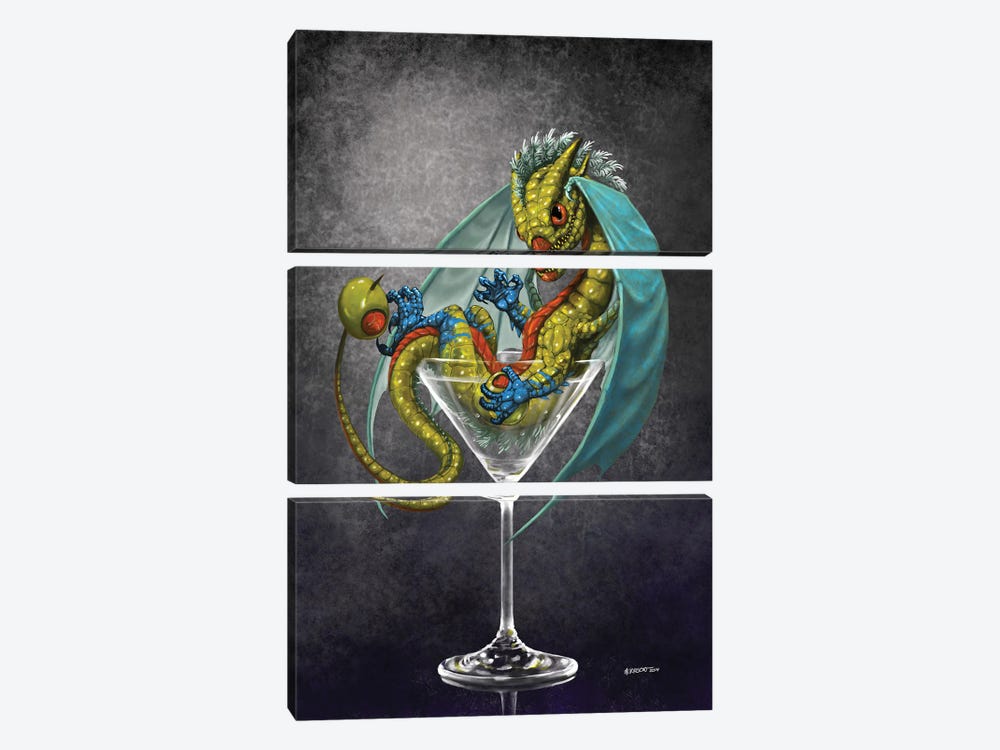Martini Dragon by Stanley Morrison 3-piece Canvas Wall Art