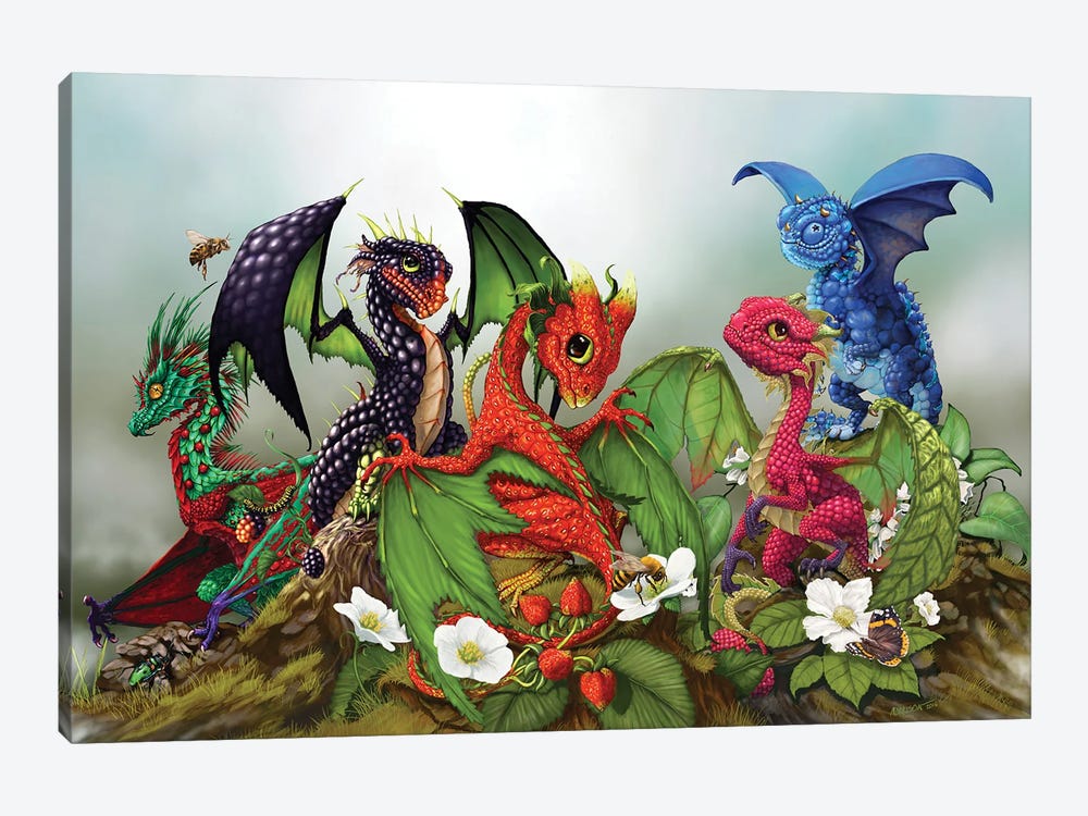 Mixed Berries Dragons by Stanley Morrison 1-piece Canvas Artwork