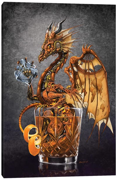 Old Fashioned Dragon Canvas Art Print - Mythical Creature Art