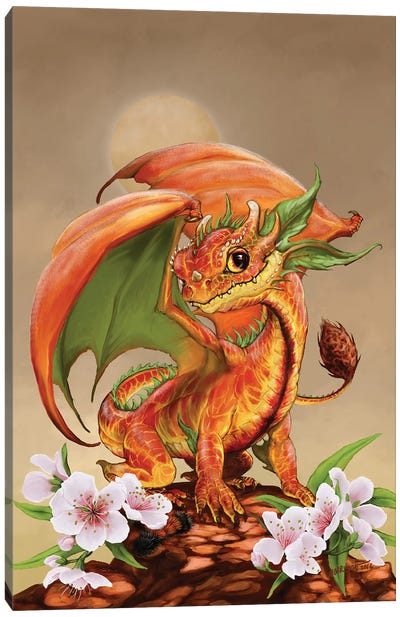 Peach Dragon Canvas Art Print - Friendly Mythical Creatures