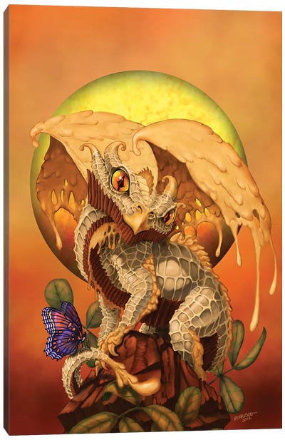 Peanut Butter Dragon Canvas Art Print - Friendly Mythical Creatures