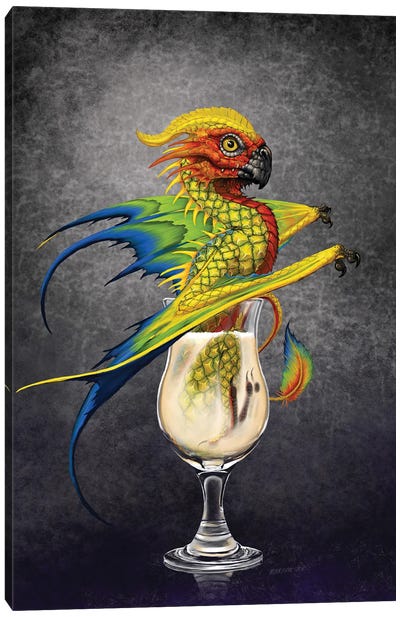 Pina Colada Dragon Canvas Art Print - Friendly Mythical Creatures