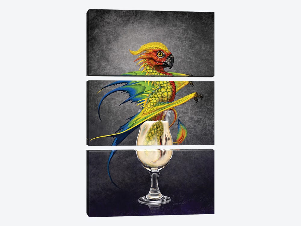 Pina Colada Dragon by Stanley Morrison 3-piece Canvas Wall Art