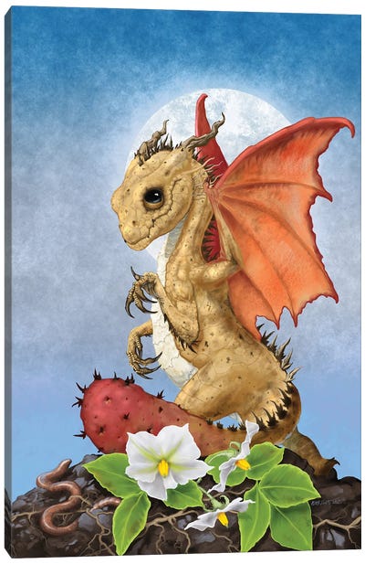 Potato Dragon Canvas Art Print - Friendly Mythical Creatures