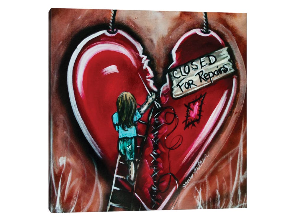 Red Heart Emoji Wrapped Canvas Giclee Art Print Wall Art