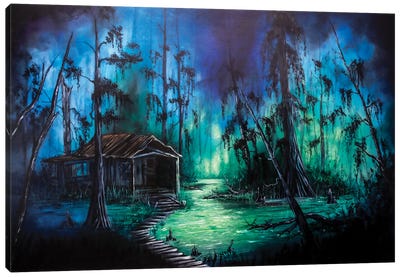 Night Song Of A Bayou Canvas Art Print - Marsh & Swamp Art
