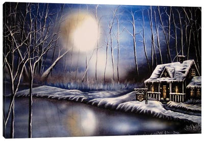 By The Light Of The Moon Canvas Art Print - Cabins