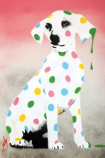 Polka Dot: Damien's Dotty Spotty Dawg - Pink by Juan Sly