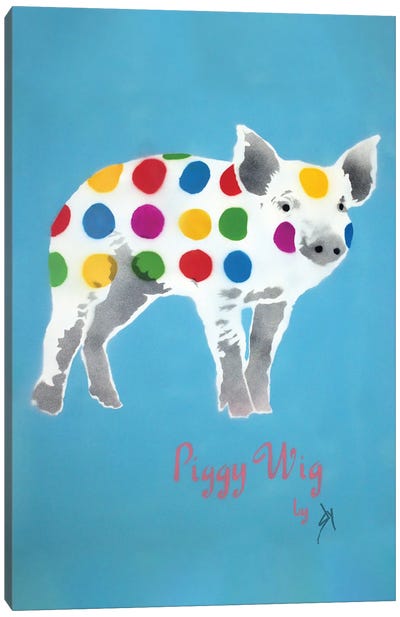 Piggy Wig Canvas Art Print - Polka Dot Patterns