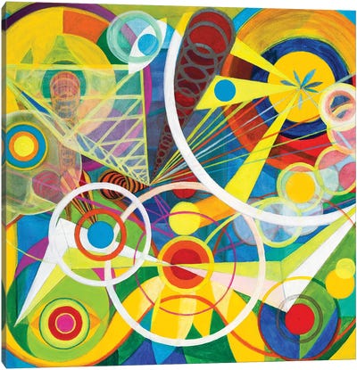 Wheel Within A Wheel I Canvas Art Print - Squares with Concentric Circles Collection