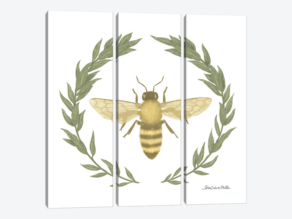 Happy To Bee Home I Yellow by Sara Zieve Miller 3-piece Canvas Wall Art