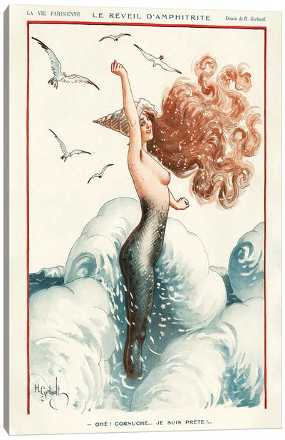 1924 La Vie Parisienne Magazine Plate Canvas Art Print - Mermaid Art