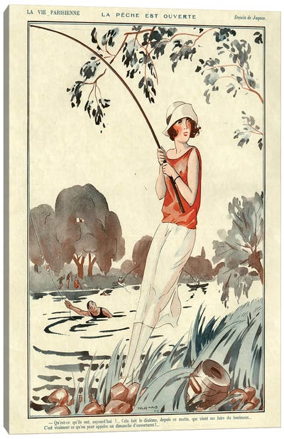 1924 La Vie Parisienne Magazine Plate Canvas Art Print - Fishing Art