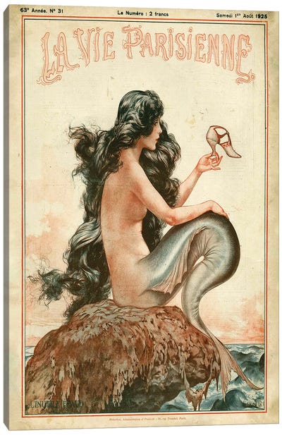 1925 La Vie Parisienne Magazine Cover Canvas Art Print - Female Nude Art