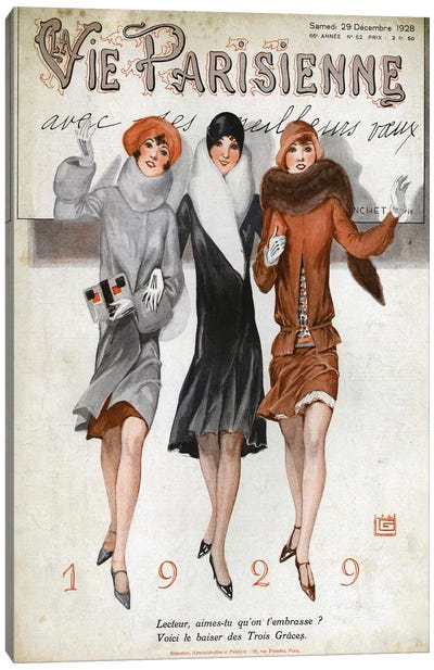1928 La Vie Parisienne Magazine Cover Canvas Art Print - Historical Fashion Art