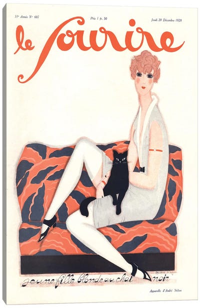 1928 Le Sourire Magazine Cover Canvas Art Print - The Advertising Archives