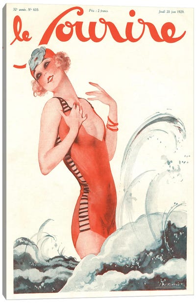 1928 Le Sourire Magazine Cover Canvas Art Print - Historical Fashion Art
