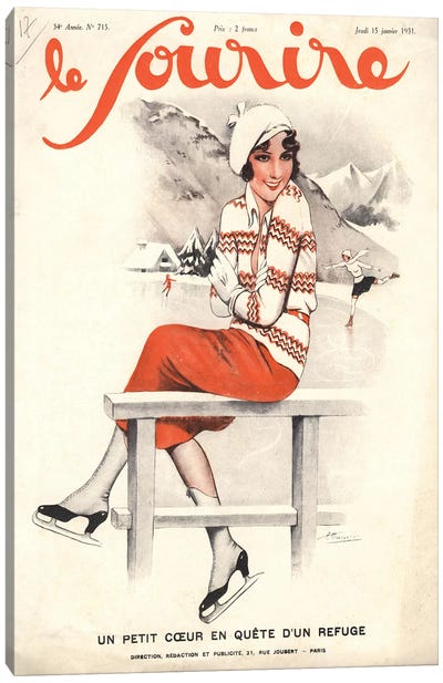 1930s Le Sourire Magazine Cover Canvas Art Print - Historical Fashion Art