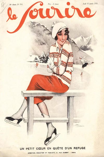 Ice Skating: 1930s Le Sourire I Cover by The Advertising Archives