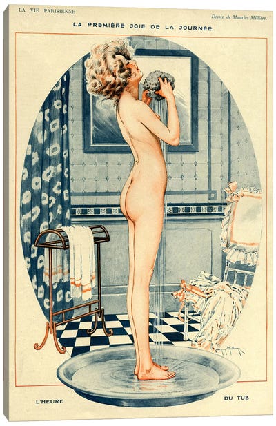 1918 La Vie Parisienne Magazine Plate Canvas Art Print - Bathroom Nudes Art