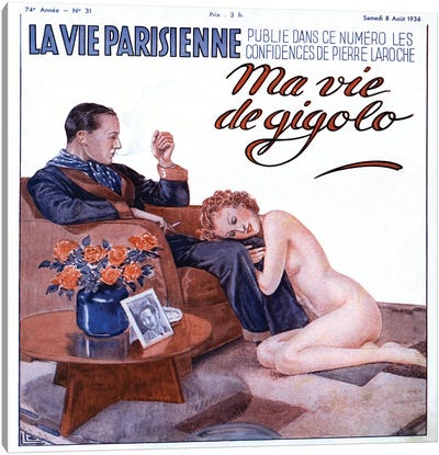 1936 La Vie Parisienne Magazine Cover Canvas Art Print - The Advertising Archives
