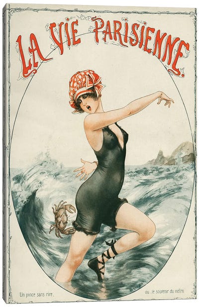 1919 La Vie Parisienne Magazine Cover Canvas Art Print - Historical Fashion Art