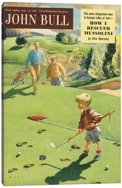 1950 John Bull Magazine Cover Canvas Art Print - Golf Art