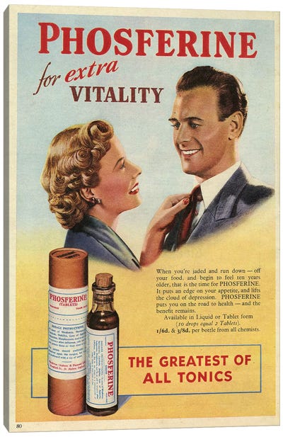 1950s Phosferine Magazine Advert Canvas Art Print